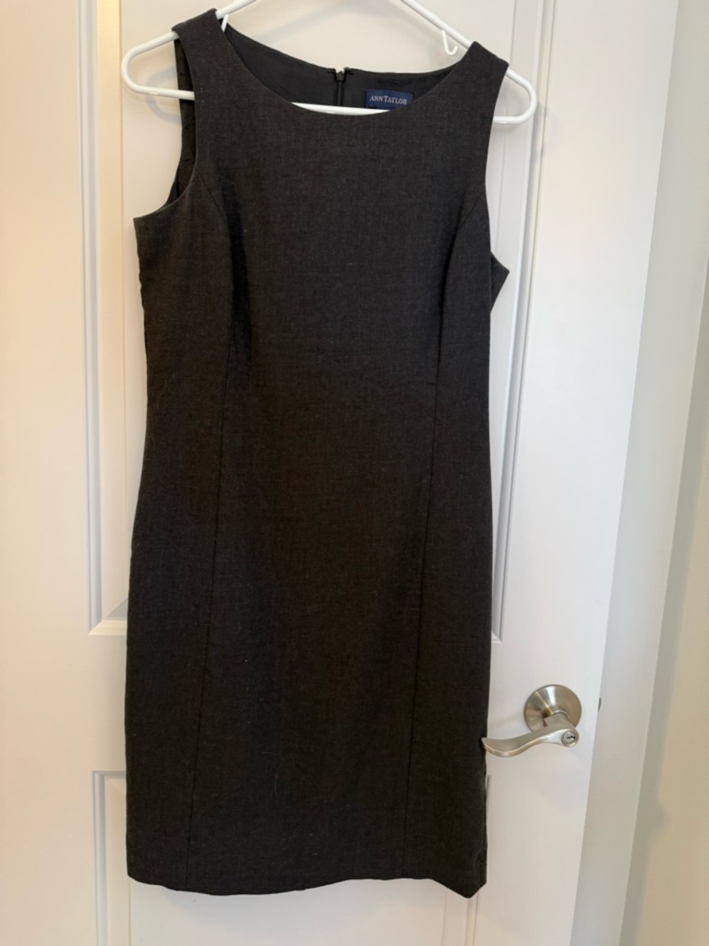 Ann Taylor Charcoal Sleeveless Midi Sheath Dress